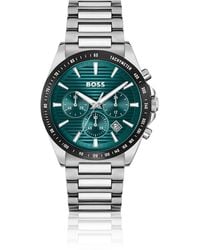 BOSS - Link-Bracelet Chronograph Watch With Grooved Dial - Lyst