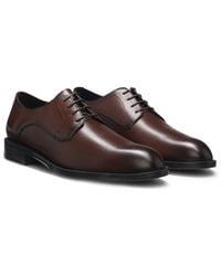 BOSS - Leather Derby Shoes With Stitching Details - Lyst