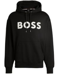 BOSS - Sweat à capuche en molleton de coton avec logo imprimé en gomme - Lyst