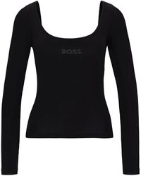 BOSS by HUGO BOSS - Long-sleeved Pyjama Top With Printed Logo - Lyst