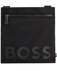 BOSS - Logo Envelope Bag In Structured Fabric - Lyst