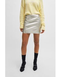 HUGO - Regular-fit Mini Skirt In Metallic Fabric - Lyst