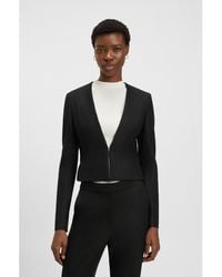 BOSS - Slim-Fit Cropped Jacket - Lyst