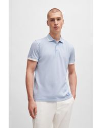 BOSS - Cotton-piqué Polo Shirt With Contrast Stripes And Logo - Lyst