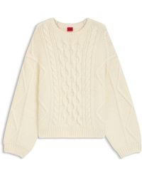 HUGO - Oversized-Fit Trui Met Gebreid Kabelpatroon - Lyst