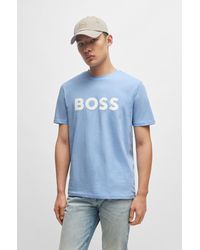 BOSS - Cotton-jersey T-shirt With Rubber-print Logo - Lyst