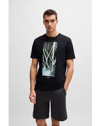 BOSS - Regular-fit T-shirt In Stretch Cotton With Seasonal Artwork - Lyst