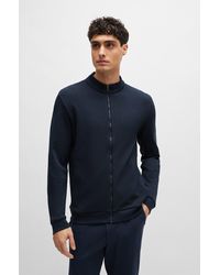 BOSS - Organic-cotton Zip-up Sweatshirt With Structured Front - Lyst