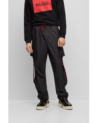 HUGO - Recycled-ripstop Cargo Trousers With Logo Print - Lyst