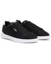 HUGO - Faux-leather Lace-up Trainers With Logo Detail - Lyst