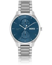 BOSS - Blue-dial Watch With Stainless-steel Link Bracelet - Lyst