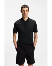BOSS - Cotton-Blend Polo Shirt With Zip Placket - Lyst
