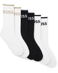 BOSS - Six-Pack Of Ribbed Short Socks - Lyst