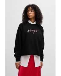 HUGO - Cotton-Terry Sweatshirt With Printed Branding - Lyst
