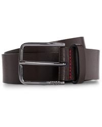 HUGO - Grained-Leather Belt With Stitching - Lyst