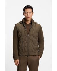 BOSS - Hybrid Jacket With Wool Sleeves And Down Front - Lyst