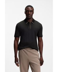 BOSS - Striped-Trim Polo Shirt - Lyst
