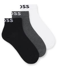 BOSS - Three-Pack Of Short-Length Socks With Logos - Lyst