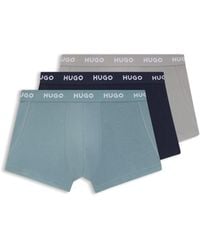 HUGO - Three-Pack Trunks With Jacquard Logo Waistband - Lyst