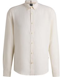 BOSS - Regular-Fit Button-Down-Hemd Aus Leinen - Lyst