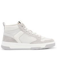 BOSS by HUGO BOSS Faux-leather Trainers With Side-panel Logo in White ...