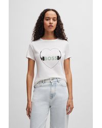 BOSS - Regular-fit T-shirt In With Seasonal Print - Lyst