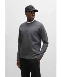 BOSS - Interlock-cotton Sweatshirt With Logo Detail And Crew Neckline - Lyst