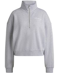 HUGO - Sweatshirt Aus Baumwoll-Terry Mit Troyerkragen Und Slogan-Print - Lyst