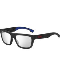 BOSS - Sonnenbrille aus schwarzem Acetat mit blau gummierten Bügelinnseiten - Lyst