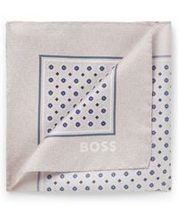 BOSS - One Silk Pocket Square With Digital Print And Logo - Lyst