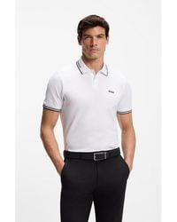BOSS - Stretch-Cotton Slim-Fit Polo Shirt With Branding - Lyst