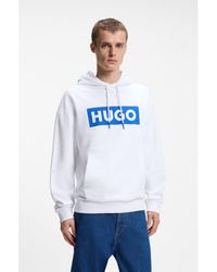 HUGO - Cotton-Terry Hoodie With Rectangle Logo Print - Lyst