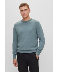 BOSS by HUGO BOSS - Crew-neck Sweater In Cotton And Cashmere With Logo - Lyst