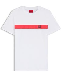 HUGO - T-Shirt Van Katoenen Jersey Met Streep En Logo - Lyst