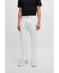 BOSS - Slim-fit Jeans In White Cashmere-touch Denim - Lyst