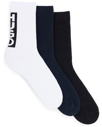 HUGO - Dreier-Pack kurze Socken aus Baumwoll-Mix mit Logo - Lyst