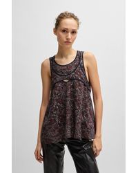 BOSS - Regular-fit Sleeveless Blouse With Overlapping Detail - Lyst