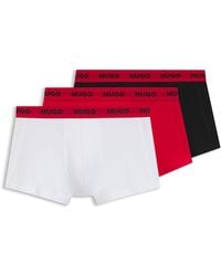 HUGO - Dreier-Pack Eng Anliegende Boxershorts Aus Stretch-Baumwolle Mit Kurzem Bein Und Logo Am Bund - Lyst