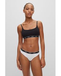 HUGO - Stretch-Cotton String Briefs With Logo Waistband - Lyst