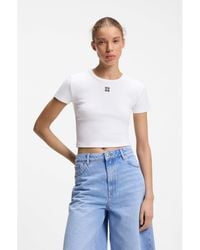 HUGO - Cotton-Blend Slim-Fit T-Shirt With Embroidered Logo - Lyst