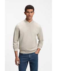 BOSS - Cotton-Terry Sweatshirt With Logo Patch - Lyst