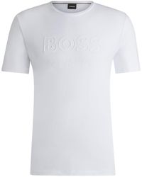 BOSS - Equestrian Stretch-Cotton T-Shirt With Logo Embroidery - Lyst