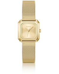 HUGO - Hazel-Tone Square Watch With Mesh Bracelet - Lyst