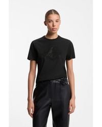 HUGO - Cotton-Jersey T-Shirt With Rhinestone Logo - Lyst