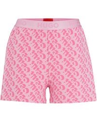 HUGO - Pyjama-Shorts aus Stretch-Jersey mit Print der Saison - Lyst