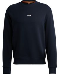 BOSS - Relaxed-fit Sweatshirt Van Katoenen Badstof Met Contrastlogo - Lyst