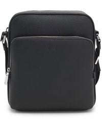 BOSS - Italian-Leather Reporter Bag With Emed Logo - Lyst