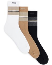 BOSS - Three-pack Of Socks With Stripes And Branding - Lyst