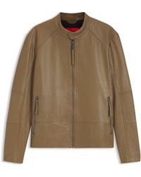 HUGO - Slim-Fit Racerjas Van Glad Leer - Lyst