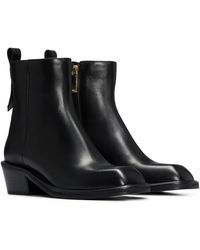 BOSS - Italian-made Ankle Boots In Leather With Squared Toe - Lyst